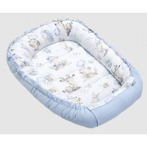 Babynest cu doua fete Nichiduta din bumbac Waffle Blue Deer imagine