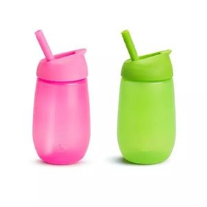 Set 2 cani Simple Clean Munchkin cu pai 296ml 12L+ greenpink imagine