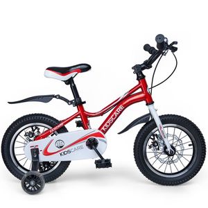 Bicicleta pentru copii 5-8 ani KidsCare HappyCycles 16 inch cu roti ajutatoare si frane pe disc rosu imagine