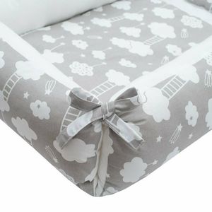 Set 3 piese New Baby baby nest cu paturica si pernuta cu urechi Cloud grey imagine