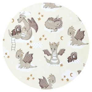 Paturica de infasat Qmini multifunctionala 75x75 cm din bumbac Dragons Beige imagine