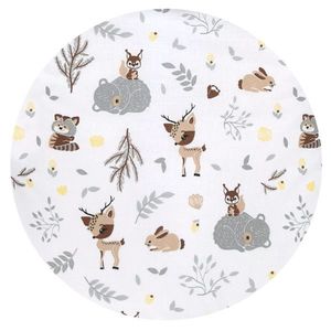 Paturica pufoasa MimiNu cu doua fete din catifea si bumbac 75x100 cm Forest Friends Beige imagine