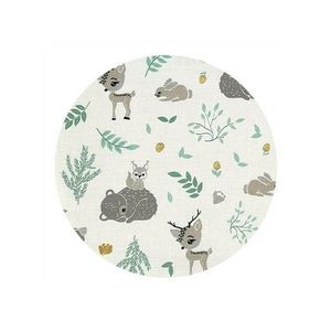 Paturica moale MimiNu cu doua fete din bumbac 75x100 cm Forest Friends Mint imagine