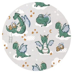 Aparatoare pentru patut Qmini din bumbac 180x30 cm cu panglici Dragons Gray imagine