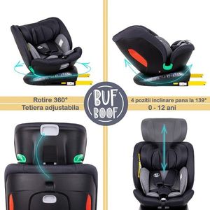 Scaun auto Diamond Deluxe i-Size Buf Boof cu Isofix rotativ 360 grade Top Tether 40-150 cm Black imagine