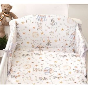 Set lenjerie din bumbac cu protectie laterala Amy pentru pat bebe 120 x 60 cm Circ Blue imagine