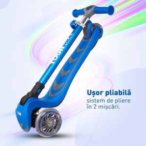 Trotineta copii 4Glow cu lumini LED pliabila reglabila Albastra 3 - 8 ani imagine