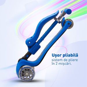 Trotineta copii 2-in-1 pliabila cu scaun reglabil si lumini 4Glow Albastra 18 luni - 8 ani imagine