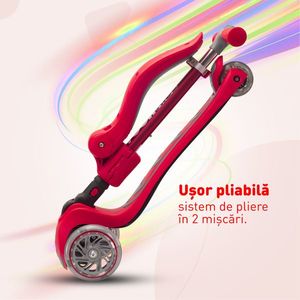 Trotineta copii 2-in-1 pliabila cu scaun reglabil si lumini 4Glow Rosie 18 luni - 8 ani imagine