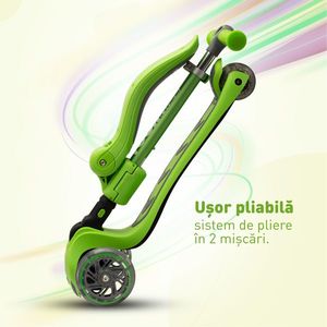 Trotineta copii 2-in-1 pliabila cu scaun reglabil si lumini 4Glow Verde 18 luni - 8 ani imagine