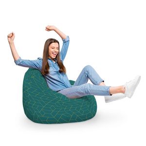 Fotoliu Puf Bean Bag tip Para XL turcoaz inchis si linii aurii imagine