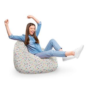 Fotoliu Puf Bean Bag tip Para XL bej cu triunghiuri multicolore imagine