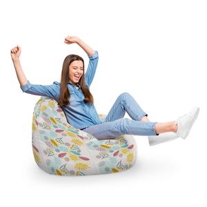 Fotoliu Puf Bean Bag tip Para XL multicolor cu frunze imagine