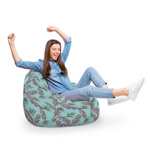 Fotoliu Puf Bean Bag tip Para XL cian cu frunze gri imagine