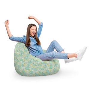 Fotoliu Puf Bean Bag tip Para XL frunze verzi si galbene imagine