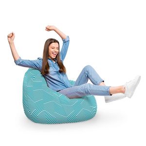 Fotoliu Puf Bean Bag tip Para XL motiv alb cu bleu imagine