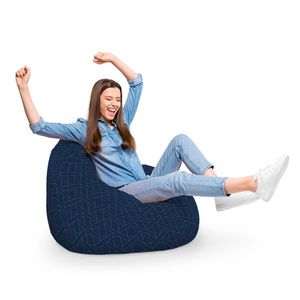 Fotoliu Puf Bean Bag tip Para XL albastru inchis si linii bej imagine