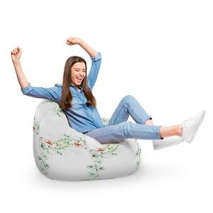 Fotoliu Puf Bean Bag tip Para XL floral alb imagine