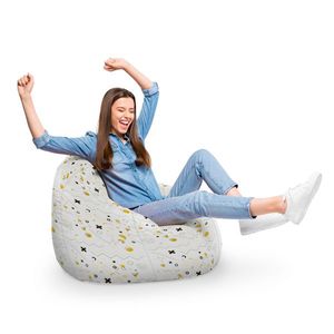 Fotoliu Puf Bean Bag tip Para XL memphis alb cu galben imagine