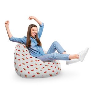 Fotoliu Puf Bean Bag tip Para XL alb cu felii de pepene imagine