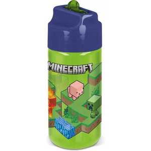 Sticla apa plastic cu pai SunCity Minecraft Hydro 430ml STF40436 imagine