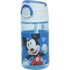 Sticla apa plastic cu pai SunCity Mickey Blue 350ml GIM55313204 imagine