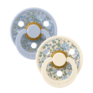 Set 2 suzete Bibs x Liberty Colour Eloise Latex tetina rotunda 6 luni+ Dusty BlueIvory imagine