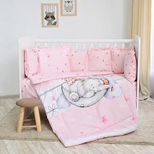 Set lenjerie pat 8 piese 70x140 cm bumbac ranforce Butterflies Pink imagine