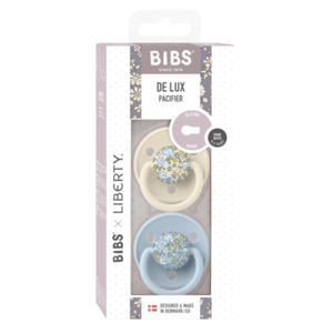 Set 2 suzete Bibs x Liberty de lux Eloise Silicon tetina rotunda marime universala Baby BlueIvory imagine