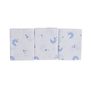 Set 3 paturici muselina din bumbac organic Nichiduta 90x90cm Blue moon imagine