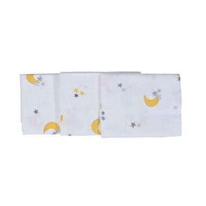 Set 3 paturici muselina din bumbac organic Nichiduta 90x90cm Yellow moon imagine