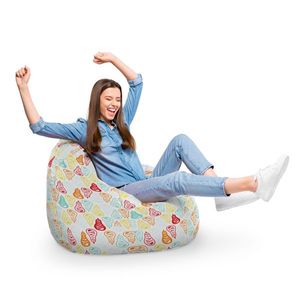 Fotoliu Puf Bean Bag tip Para XL alb cu pere multicolore imagine