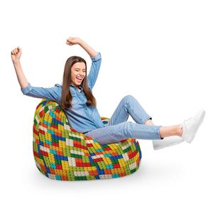 Fotoliu Puf Bean Bag tip Para XL Lego Tetris Verde imagine