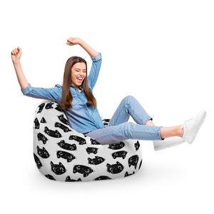 Fotoliu Puf Bean Bag tip Para XL Pisici Alb-Negru imagine