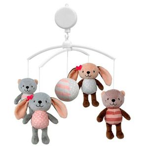 Carusel pentru patut Baby Mix cu 5 jucarii din plus Rabbit and friends imagine