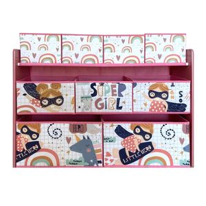 Organizator din lemn Ginger Home pentru jucarii cu 9 cutii textile Super Girl imagine