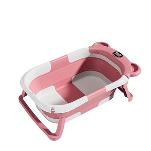 Set cadita pliabila cu hamac si termometru Little Mom Bear Pink imagine