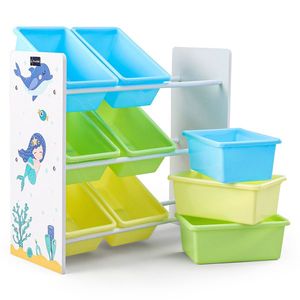 Organizator din lemn Ginger Home pentru jucarii cu 9 cutii din plastic Mermaid imagine