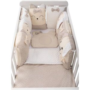 Set lenjerie patut 12 piese 120x60cm Bubaba Sleep Quardian Beige imagine