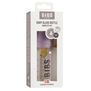 Set complet biberon din sticla anticolici Bibs 110 ml Mauve imagine