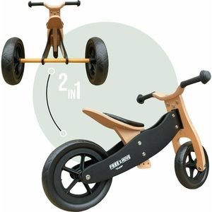 Bicicletatricicleta fara pedale Free2Move din lemn 2 in 1 Brown Black imagine