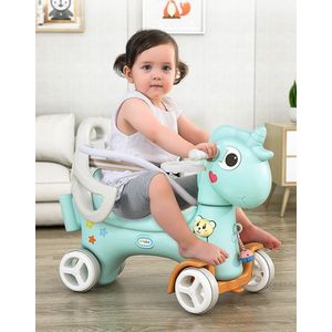 Balansoar 3 in 1 cu maner parental Nichiduta Lovely Unicorn Blue imagine