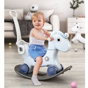 Balansoar 3 in 1 cu maner parental Nichiduta Rocking Horse Blue imagine