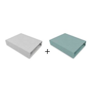 Set 2 cearceafuri cu elastic pentru patut 90x40 cm din bumbac Qmini grey and dark mint imagine