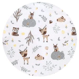 Protectie laterala pentru patut tip bumper impletit MimiNu 220 cm forest friends beige imagine