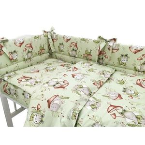 Set lenjerie patut 5 piese Qmini cu pilota si perna din bumbac 120x60 cm Frogs imagine