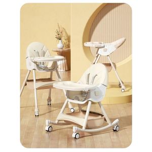 Scaunel de masa multifunctional 3 in 1 Little Mom cu functie de balansoar, Husa detasabila 92 x 62 x 77 cm Funny Cream imagine