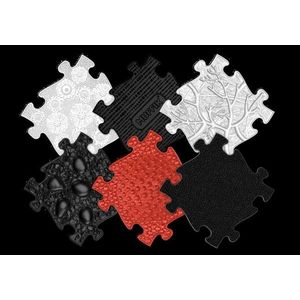 Covoras ortopedic Muffik senzorial puzzle pentru bebelusi rosu negru imagine