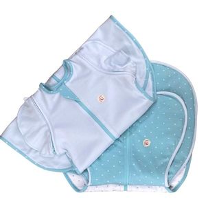 Set 3 saci de dormit Swaddle First Sleep Calm Star Calm Light 1 tog Coral Blue 0.5 tog imagine