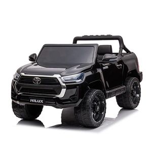 Masinuta electrica 12V cu scaun piele si roti EVA Toyota Hilux Black imagine